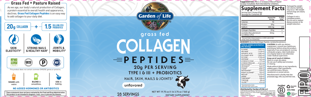 Grass Fed Collagen Peptides - Garden of Life